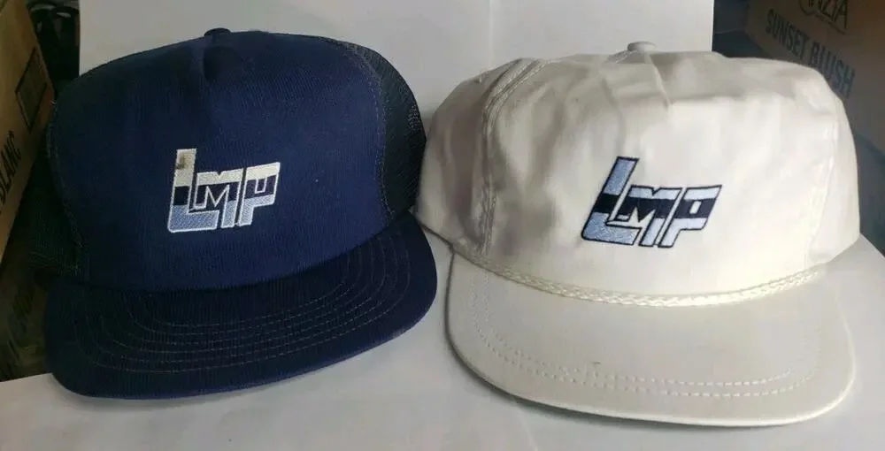 Lot Of 2 LMP Steel Wire Embroidered Logo Promo Hat Men's Strapback Baseball Cap